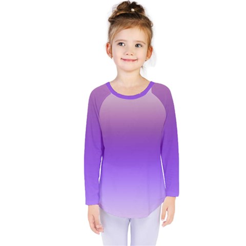 Plum And Violet Purple Gradient Ombre Color Kids  Long Sleeve Tee by SpinnyChairDesigns