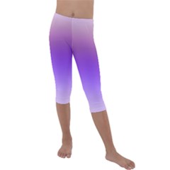 Plum And Violet Purple Gradient Ombre Color Kids  Lightweight Velour Capri Leggings  by SpinnyChairDesigns