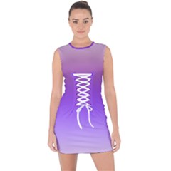 Plum And Violet Purple Gradient Ombre Color Lace Up Front Bodycon Dress by SpinnyChairDesigns