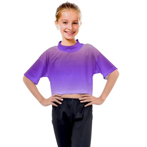 Plum And Violet Purple Gradient Ombre Color Kids Mock Neck Tee by SpinnyChairDesigns