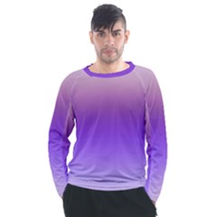 Plum And Violet Purple Gradient Ombre Color Men s Long Sleeve Raglan Tee