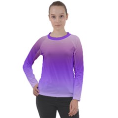 Plum And Violet Purple Gradient Ombre Color Women s Long Sleeve Raglan Tee