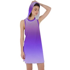 Plum And Violet Purple Gradient Ombre Color Racer Back Hoodie Dress by SpinnyChairDesigns