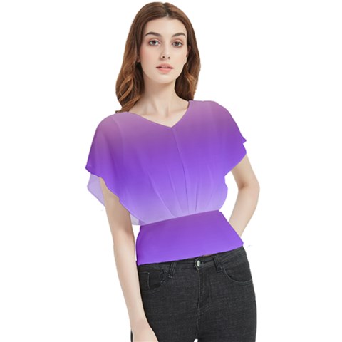 Plum And Violet Purple Gradient Ombre Color Butterfly Chiffon Blouse by SpinnyChairDesigns