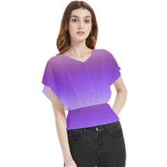 Plum And Violet Purple Gradient Ombre Color Butterfly Chiffon Blouse