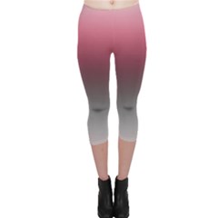 Blush Pink And Grey Gradient Ombre Color Capri Leggings  by SpinnyChairDesigns