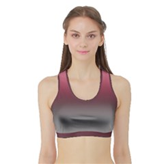 Blush Pink And Grey Gradient Ombre Color Sports Bra With Border by SpinnyChairDesigns