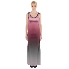 Blush Pink And Grey Gradient Ombre Color Thigh Split Maxi Dress by SpinnyChairDesigns