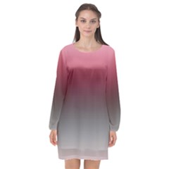 Blush Pink And Grey Gradient Ombre Color Long Sleeve Chiffon Shift Dress  by SpinnyChairDesigns