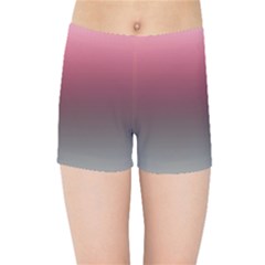 Blush Pink And Grey Gradient Ombre Color Kids  Sports Shorts by SpinnyChairDesigns