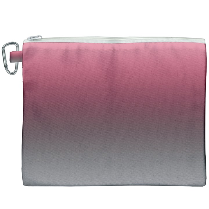 Blush Pink and Grey Gradient Ombre Color Canvas Cosmetic Bag (XXXL)