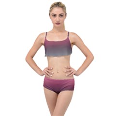 Blush Pink And Grey Gradient Ombre Color Layered Top Bikini Set by SpinnyChairDesigns