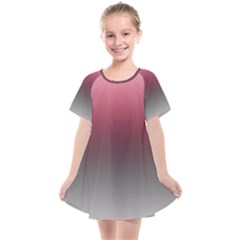 Blush Pink And Grey Gradient Ombre Color Kids  Smock Dress by SpinnyChairDesigns