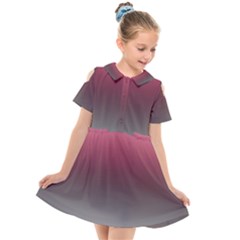 Blush Pink And Grey Gradient Ombre Color Kids  Short Sleeve Shirt Dress by SpinnyChairDesigns