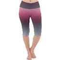 Blush Pink and Grey Gradient Ombre Color Lightweight Velour Cropped Yoga Leggings View1