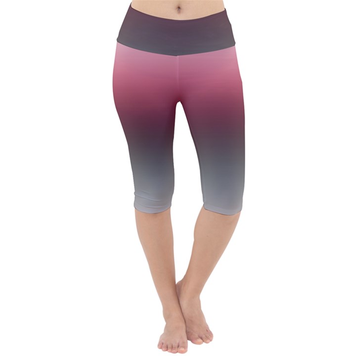 Blush Pink and Grey Gradient Ombre Color Lightweight Velour Cropped Yoga Leggings