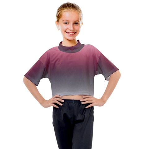 Blush Pink And Grey Gradient Ombre Color Kids Mock Neck Tee by SpinnyChairDesigns