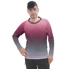 Blush Pink And Grey Gradient Ombre Color Men s Pique Long Sleeve Tee