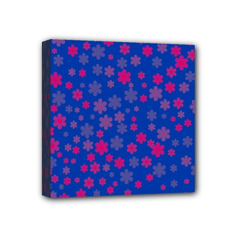 Bisexual Pride Tiny Scattered Flowers Pattern Mini Canvas 4  X 4  (stretched) by VernenInk