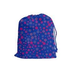 Bisexual Pride Tiny Scattered Flowers Pattern Drawstring Pouch (large)