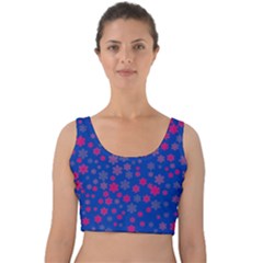 Bisexual Pride Tiny Scattered Flowers Pattern Velvet Crop Top