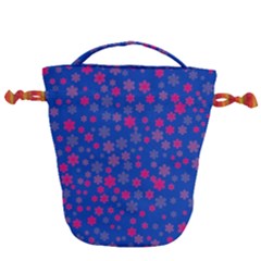 Bisexual Pride Tiny Scattered Flowers Pattern Drawstring Bucket Bag by VernenInk