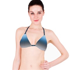 Sky Blue And Grey Color Gradient Ombre Bikini Top by SpinnyChairDesigns