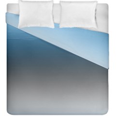 Sky Blue And Grey Color Gradient Ombre Duvet Cover Double Side (king Size)