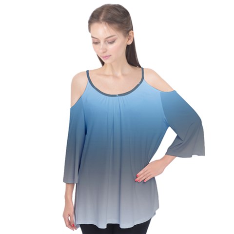 Sky Blue And Grey Color Gradient Ombre Flutter Tees by SpinnyChairDesigns