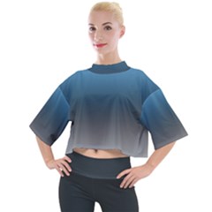 Sky Blue And Grey Color Gradient Ombre Mock Neck Tee by SpinnyChairDesigns