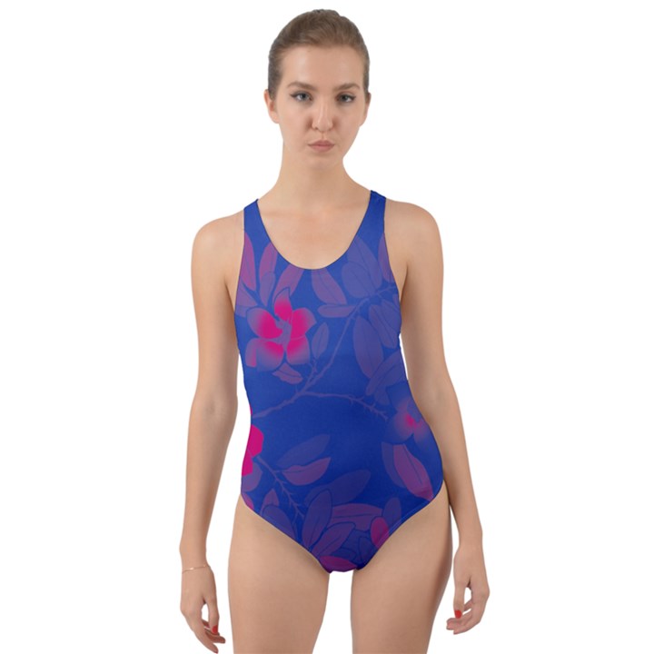 Bi Floral-pattern-background-1308 Cut-Out Back One Piece Swimsuit