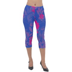 Bi Floral-pattern-background-1308 Lightweight Velour Capri Leggings  by VernenInk