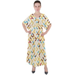 Tekstura-seamless-retro-pattern V-neck Boho Style Maxi Dress by Sobalvarro