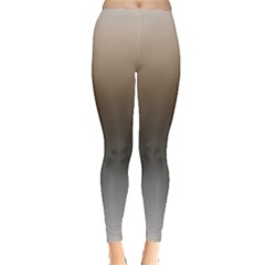 Brown And Grey Gradient Ombre Color Leggings  by SpinnyChairDesigns