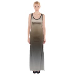 Brown And Grey Gradient Ombre Color Thigh Split Maxi Dress by SpinnyChairDesigns