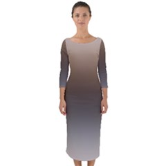 Brown And Grey Gradient Ombre Color Quarter Sleeve Midi Bodycon Dress by SpinnyChairDesigns