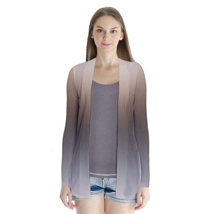 Brown and Grey Gradient Ombre Color Drape Collar Cardigan