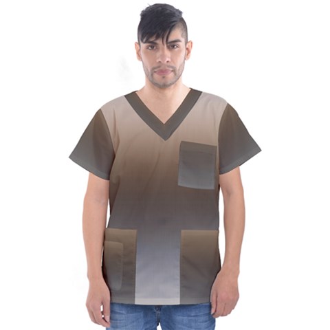 Brown And Grey Gradient Ombre Color Men s V-neck Scrub Top by SpinnyChairDesigns