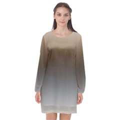 Brown And Grey Gradient Ombre Color Long Sleeve Chiffon Shift Dress  by SpinnyChairDesigns