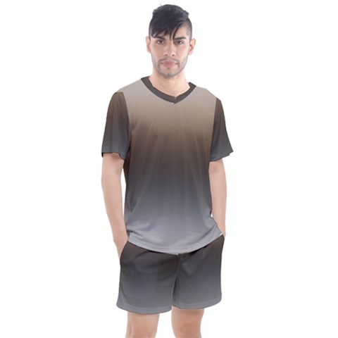 Brown And Grey Gradient Ombre Color Men s Mesh Tee And Shorts Set by SpinnyChairDesigns