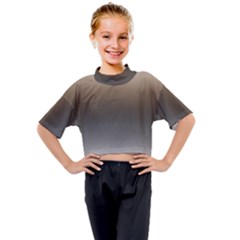 Brown And Grey Gradient Ombre Color Kids Mock Neck Tee