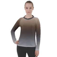 Brown And Grey Gradient Ombre Color Women s Pique Long Sleeve Tee