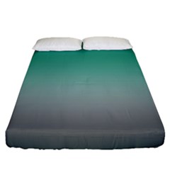 Teal Green and Grey Gradient Ombre Color Fitted Sheet (Queen Size)