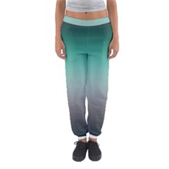 Teal Green And Grey Gradient Ombre Color Women s Jogger Sweatpants by SpinnyChairDesigns