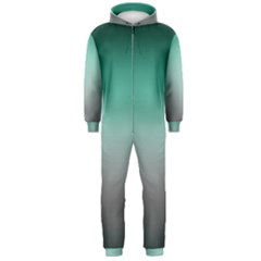 Teal Green and Grey Gradient Ombre Color Hooded Jumpsuit (Men) 