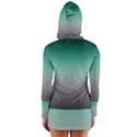 Teal Green and Grey Gradient Ombre Color Long Sleeve Hooded T-shirt View2