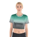 Teal Green and Grey Gradient Ombre Color Cotton Crop Top View1