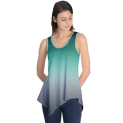 Teal Green and Grey Gradient Ombre Color Sleeveless Tunic