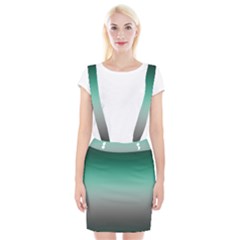 Teal Green and Grey Gradient Ombre Color Braces Suspender Skirt