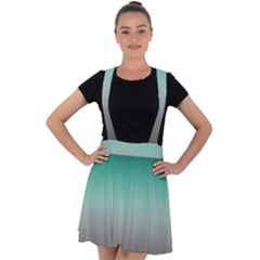 Teal Green and Grey Gradient Ombre Color Velvet Suspender Skater Skirt